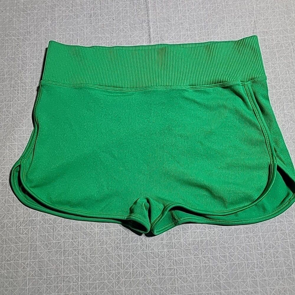 One Step Up Vintage Green Athletic Shorts With High Elastic Waist Womens Large